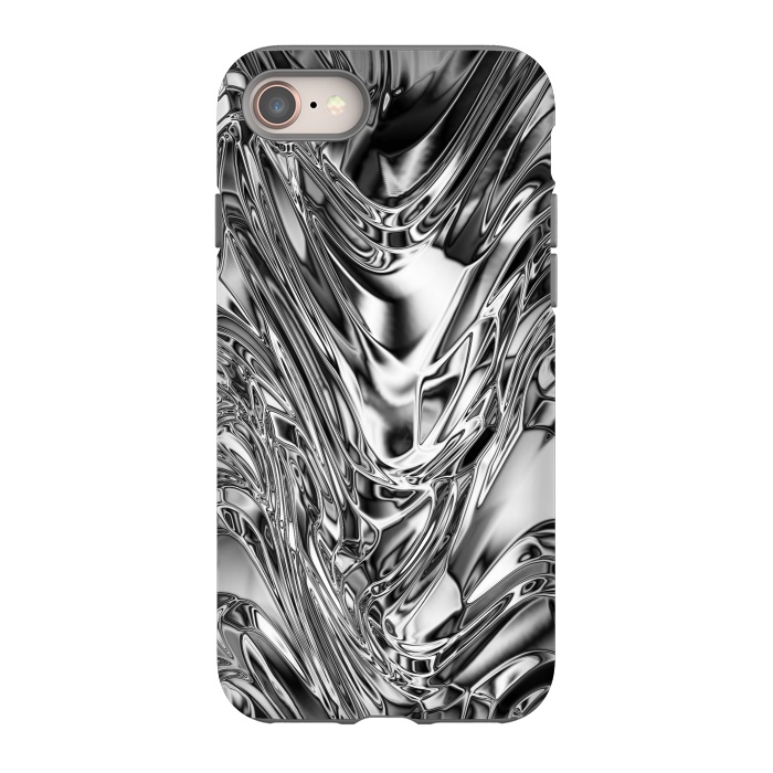 iPhone 8 StrongFit Silver Aluminium Molten Metal Digital Texture by BluedarkArt