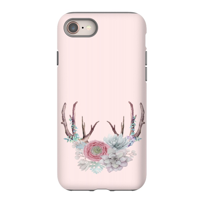 iPhone 8 StrongFit Bohomian Art- Antlers Flowers and Cactus by  Utart