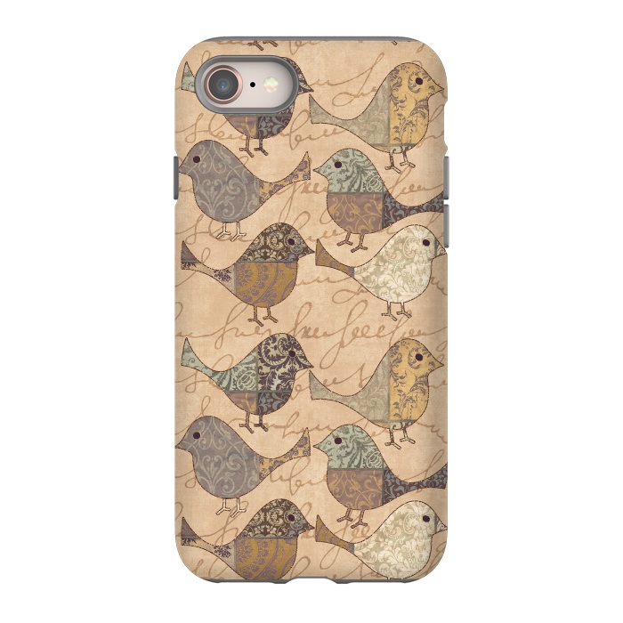iPhone 8 StrongFit Patchwork Bird Pattern by Andrea Haase