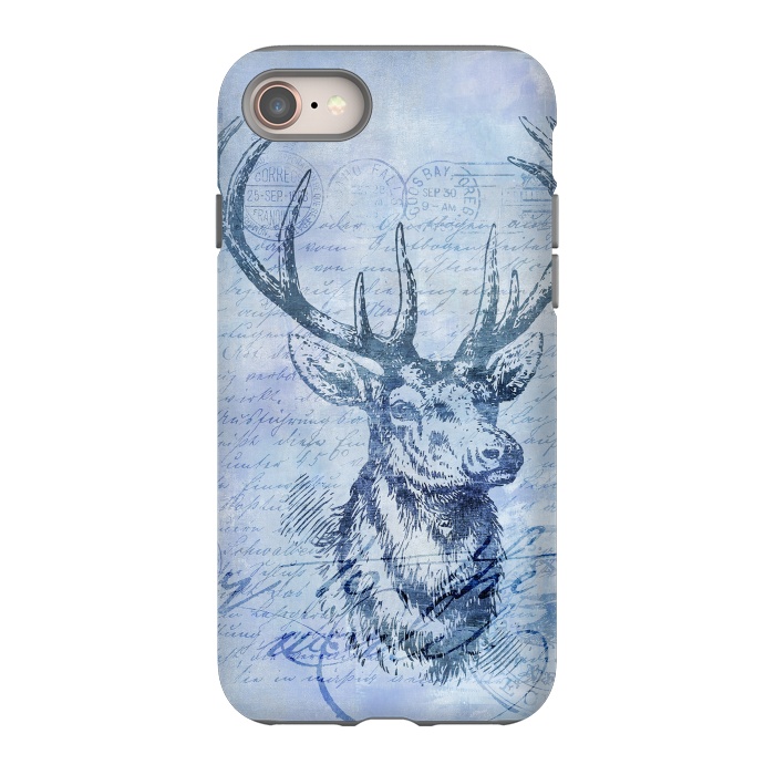 iPhone 8 StrongFit Blue Nostalgic Deer by Andrea Haase