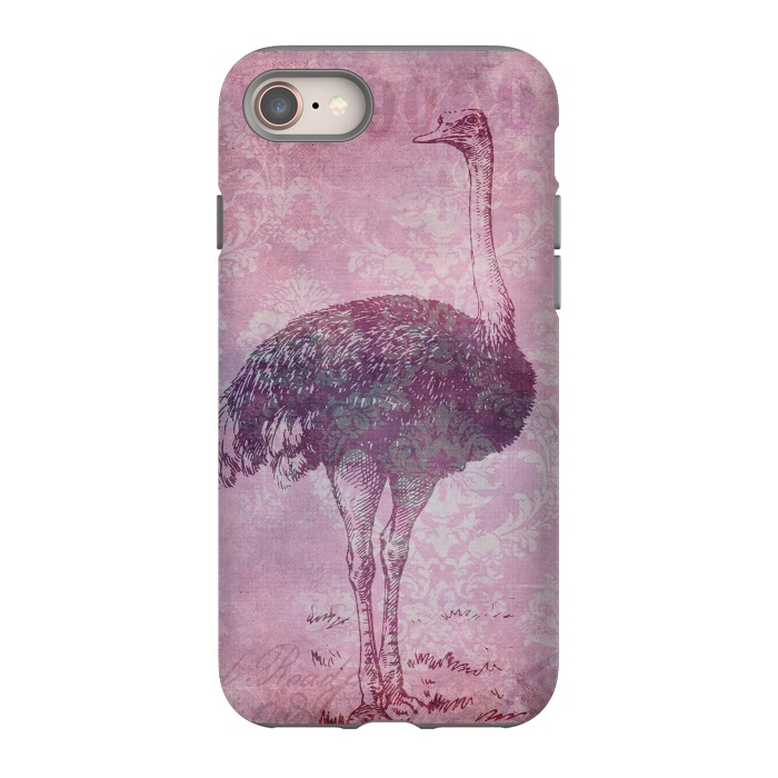 iPhone 8 StrongFit Vintage Pink Ostrich Art by Andrea Haase