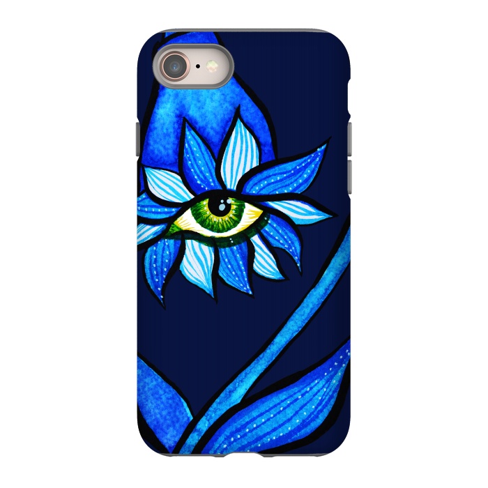 iPhone 8 StrongFit Blue Staring Creepy Eye Flower by Boriana Giormova