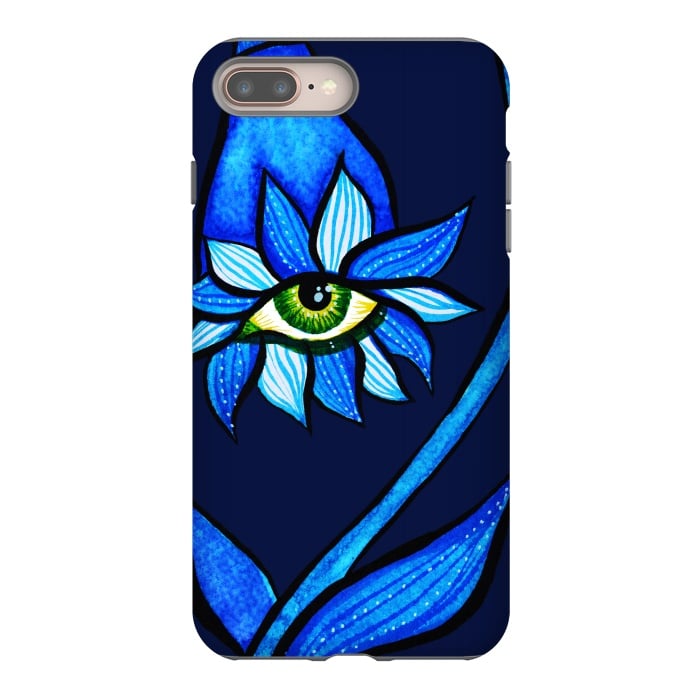iPhone 8 plus StrongFit Blue Staring Creepy Eye Flower by Boriana Giormova