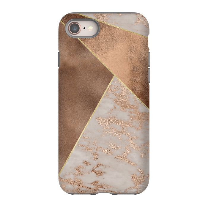 iPhone 8 StrongFit Modern minimalistic Copper Marble Triangles  by  Utart