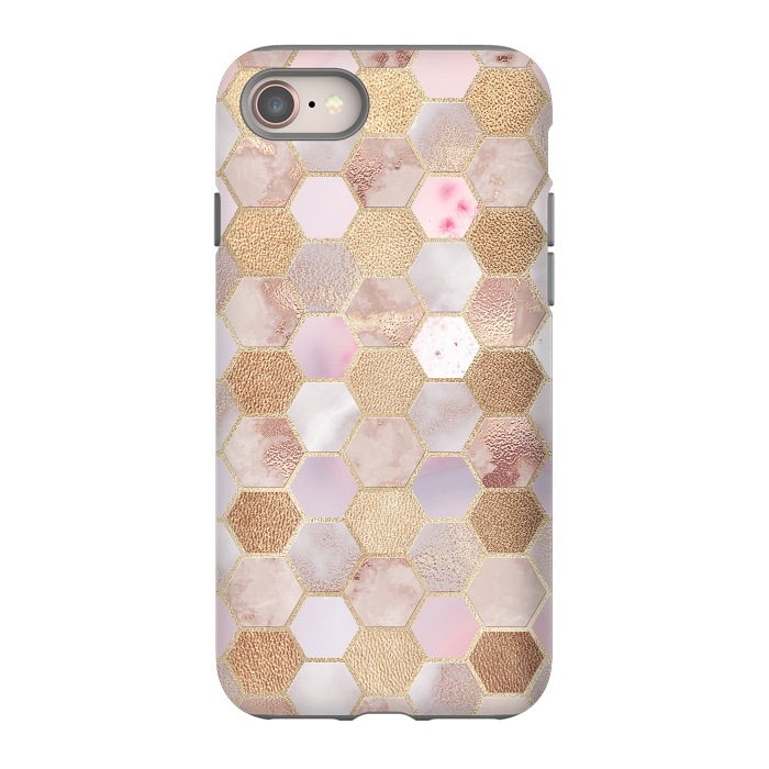 iPhone 8 StrongFit Rose Gold Copper Honeycomb Pattern by  Utart