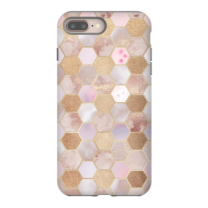iPhone 8 plus StrongFit Rose Gold Copper Honeycomb Pattern by  Utart