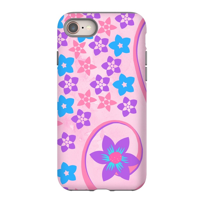 iPhone 8 StrongFit pink blue flower pattern by MALLIKA