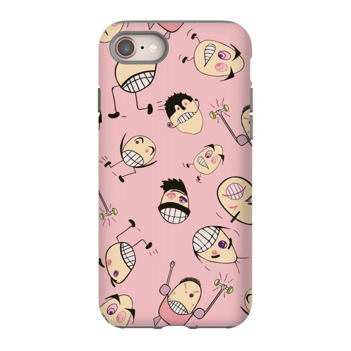 iPhone 8 StrongFit Egg Heads on Pink by Paula Ohreen