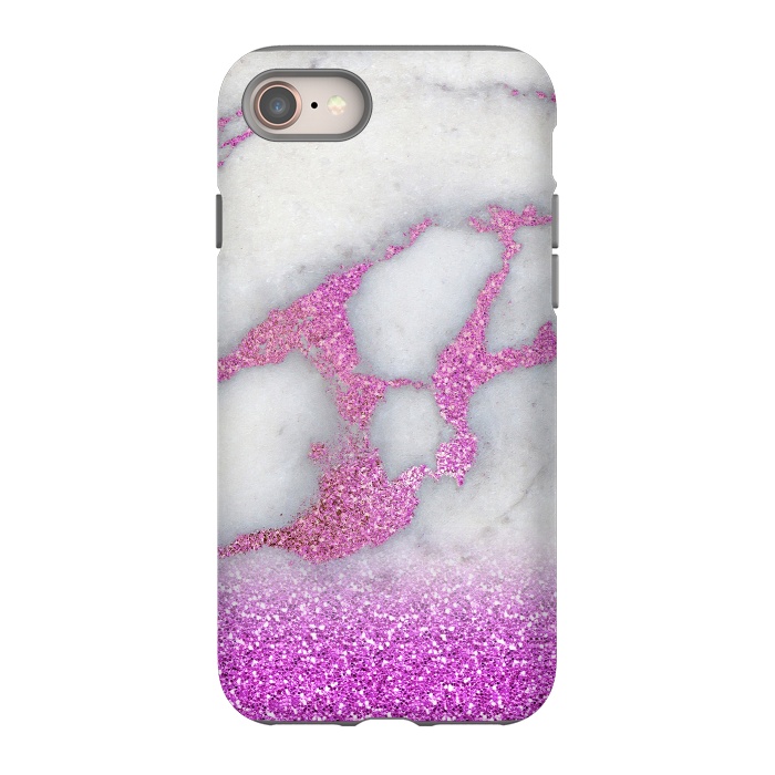 iPhone 8 StrongFit Purple Glitter Veined Gray Marble by  Utart