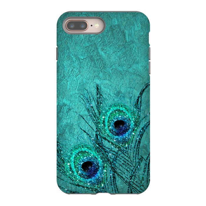 iPhone 8 plus StrongFit Peacock Sparkle Feathers by  Utart