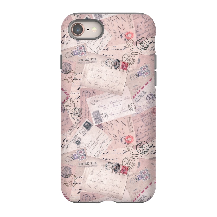 iPhone 8 StrongFit Vintage Letter Collage In Soft Pink by Andrea Haase