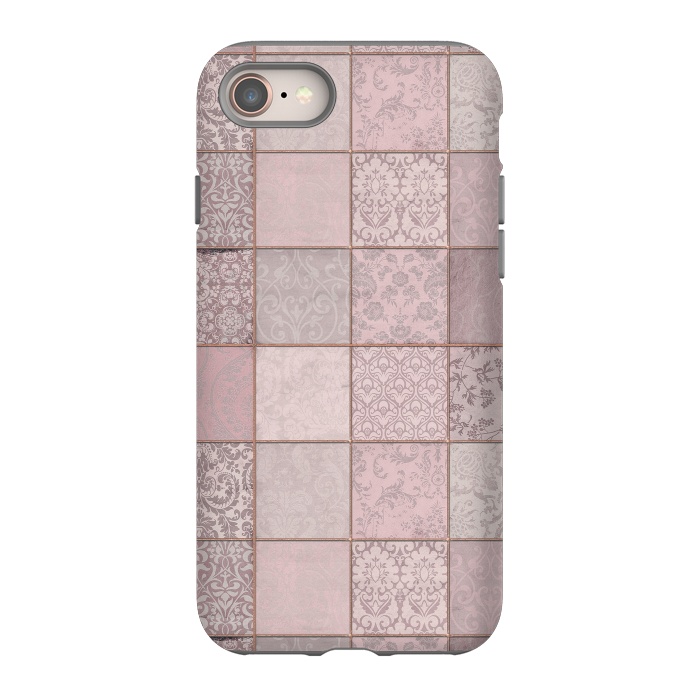 iPhone 8 StrongFit Nostalgic Patchwork Tiles Soft Pink by Andrea Haase
