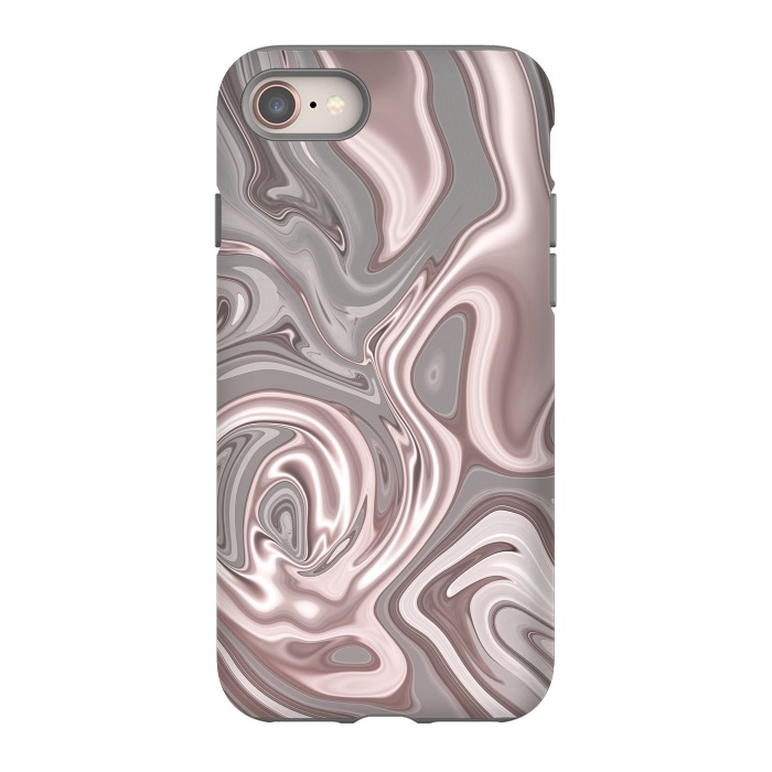 iPhone 8 StrongFit Rose Gold Gray Marbled Paint by Andrea Haase