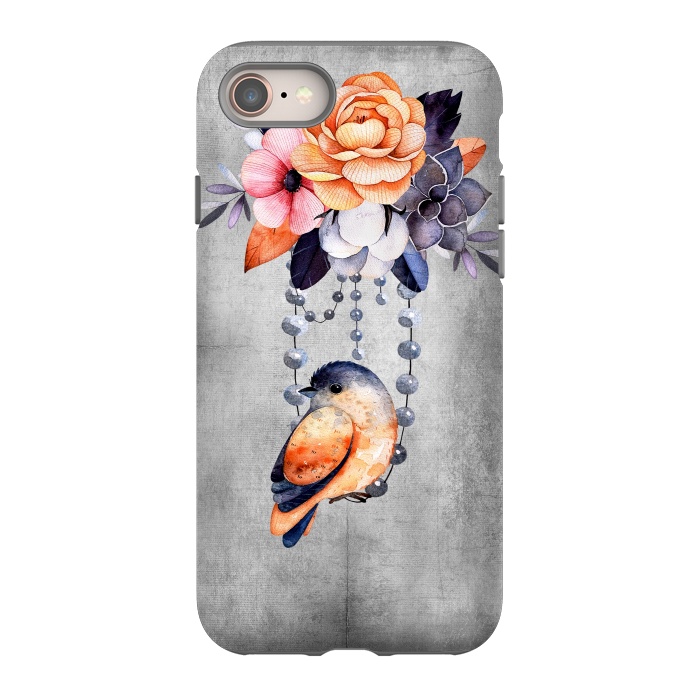 iPhone 8 StrongFit Vintage flowers and bird by  Utart