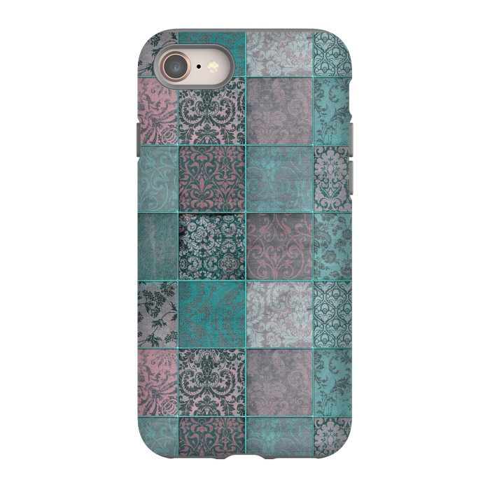 iPhone 8 StrongFit Vintage Teal Patchwork by Andrea Haase