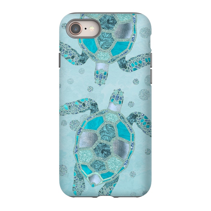 iPhone 8 StrongFit Turquoise Glamour Turtle 2 by Andrea Haase