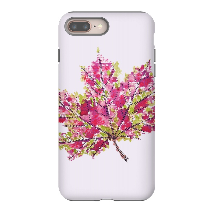 iPhone 8 plus StrongFit Colorful Watercolor Autumn Leaf by Boriana Giormova