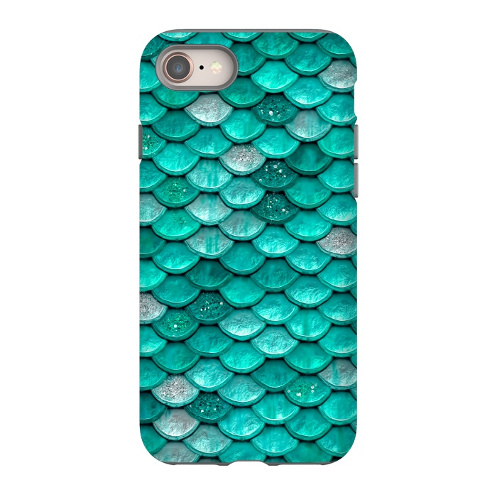 iPhone 8 StrongFit Mint Glitter Metal Mermaid Scales by  Utart