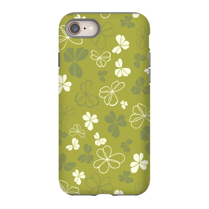 iPhone 8 StrongFit Lucky Clover in Green and White by Paula Ohreen