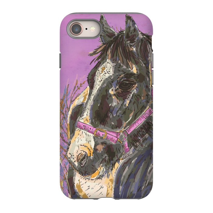 iPhone 8 StrongFit Black and White Horse by Lotti Brown