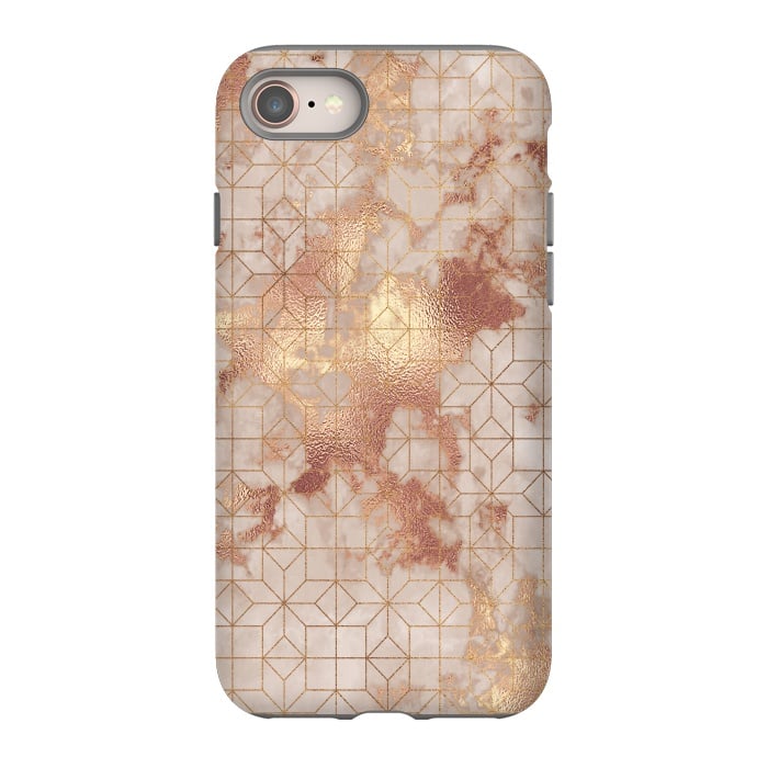 iPhone 8 StrongFit Simply Minimalistic  Rose Gold Shapes Marble Pattern by  Utart
