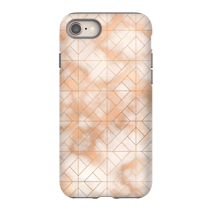 iPhone 8 StrongFit Modern Quadrangle Shapes Rose Gold Marble Pattern by  Utart