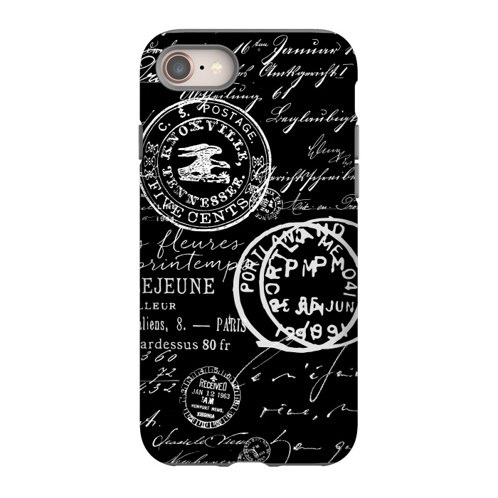 iPhone 8 StrongFit Vintage Handwriting White On Black by Andrea Haase