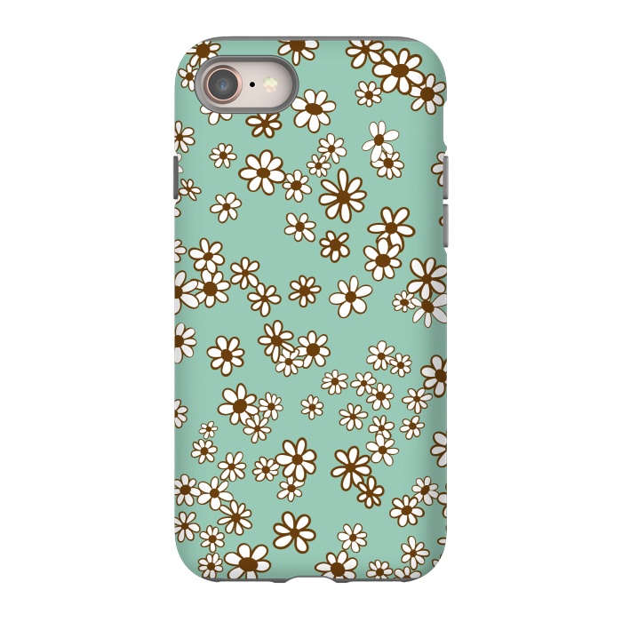 iPhone 8 StrongFit Ditsy Daisies on Blue by Paula Ohreen