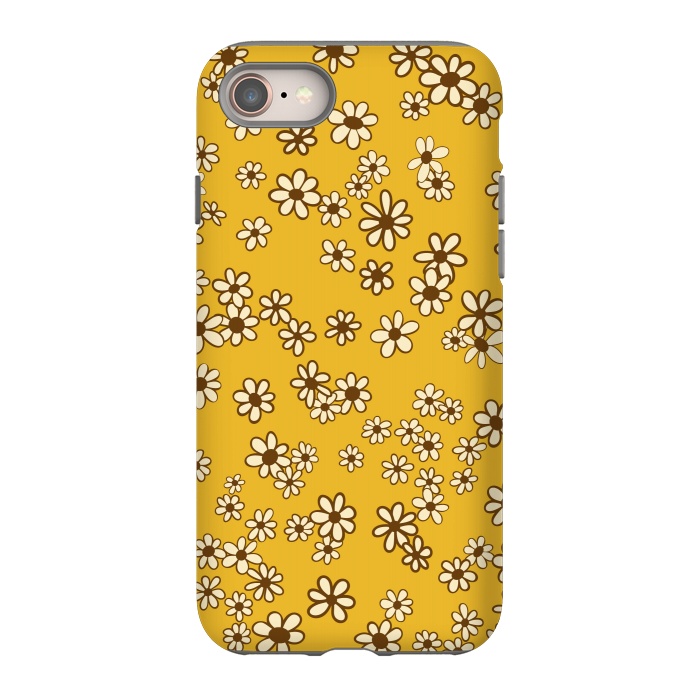 iPhone 8 StrongFit Ditsy Daisies on Mustard by Paula Ohreen