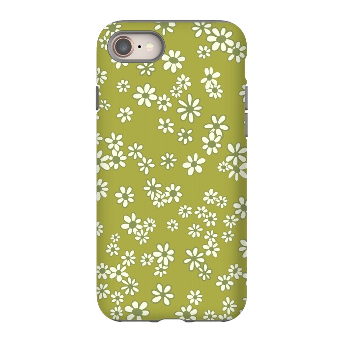 iPhone 8 StrongFit Ditsy Daisies on Green by Paula Ohreen