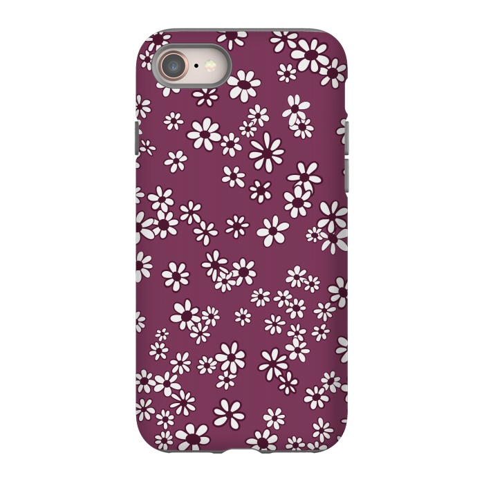 iPhone 8 StrongFit Ditsy Daisies on Purple by Paula Ohreen