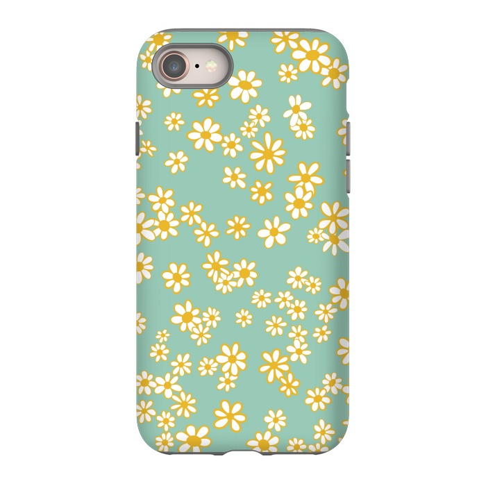 iPhone 8 StrongFit Ditsy Daisies on Teal by Paula Ohreen