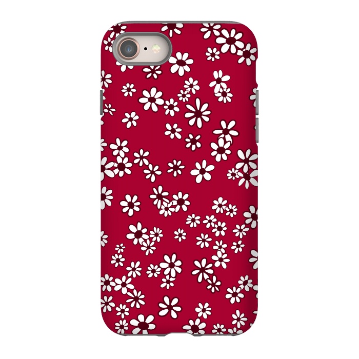 iPhone 8 StrongFit Ditsy Daisies on Bright Pink by Paula Ohreen