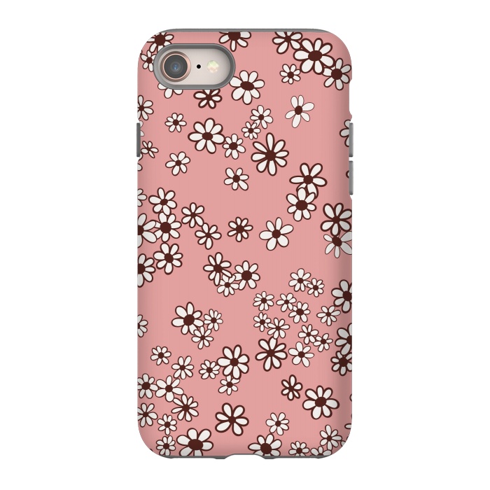 iPhone 8 StrongFit Ditsy Daisies on Pink by Paula Ohreen
