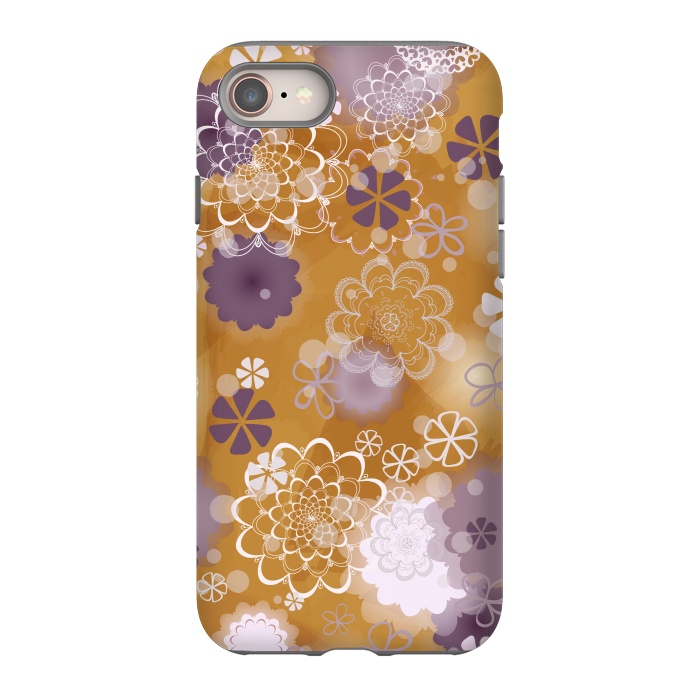 iPhone 8 StrongFit Lacy Flowers on Mustard by Paula Ohreen