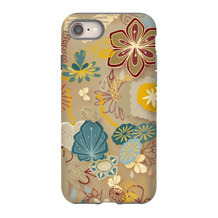 iPhone 8 StrongFit Paper-Cut Florals on Gold by Paula Ohreen