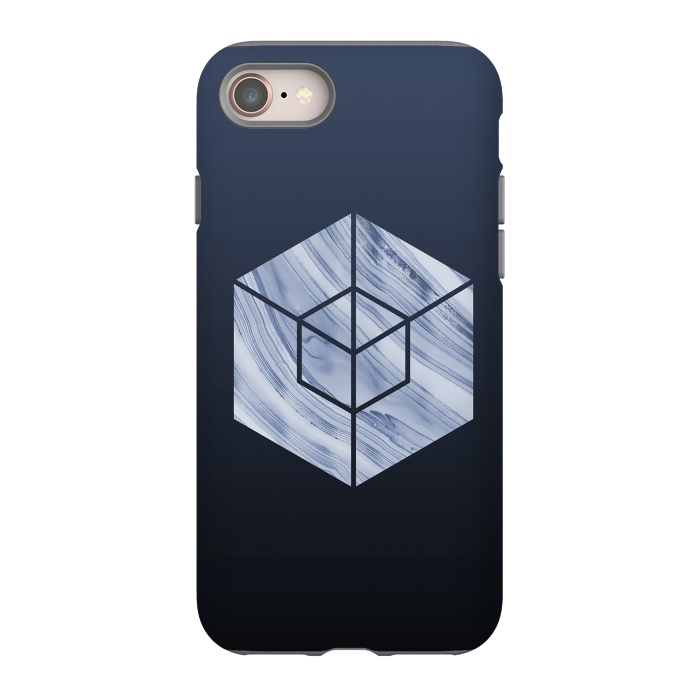 iPhone 8 StrongFit Marbled Hexagon In Shades Of Blue by Andrea Haase