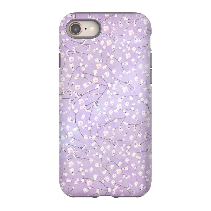 iPhone 8 StrongFit Purple Watercolor Spring Cherry Blossom Pattern by  Utart