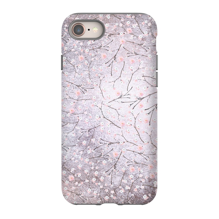 iPhone 8 StrongFit Purple Gray Metal Shiny Cherry Blossom Pattern by  Utart