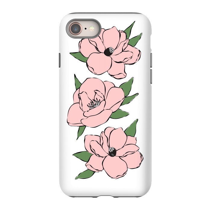 iPhone 8 StrongFit Big Pink Flowers by Martina