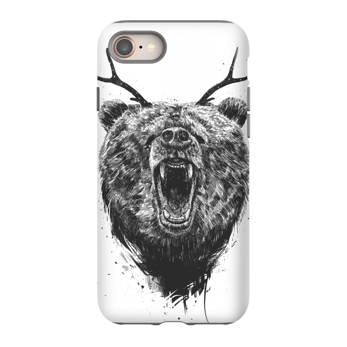 iPhone 8 StrongFit Angry bear with antlers by Balazs Solti