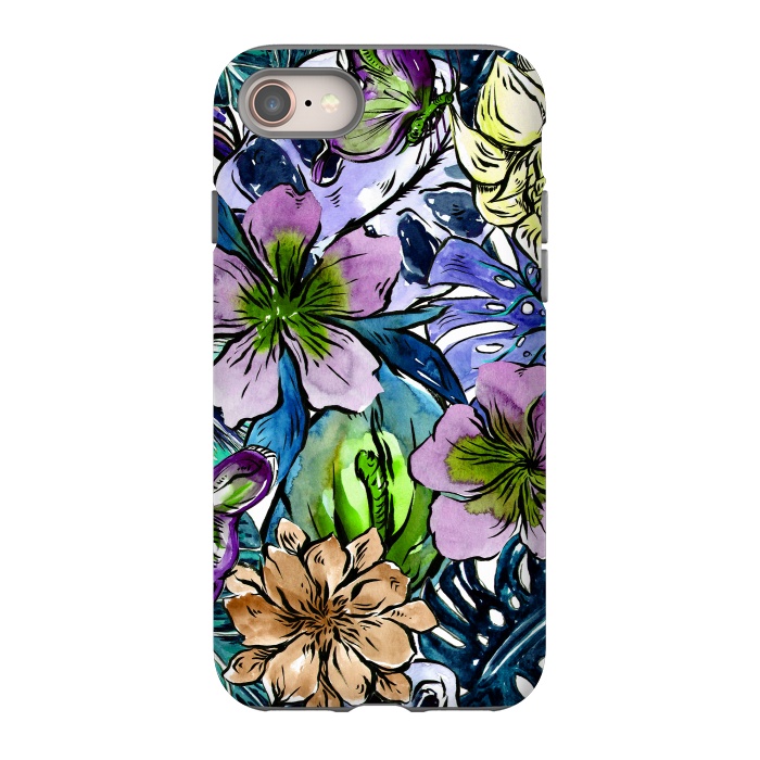 iPhone 8 StrongFit Purple Aloha Hibiscus Tropical Flower Pattern by  Utart