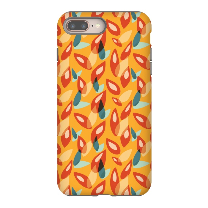 iPhone 8 plus StrongFit Orange Blue Yellow Abstract Autumn Leaves Pattern by Boriana Giormova