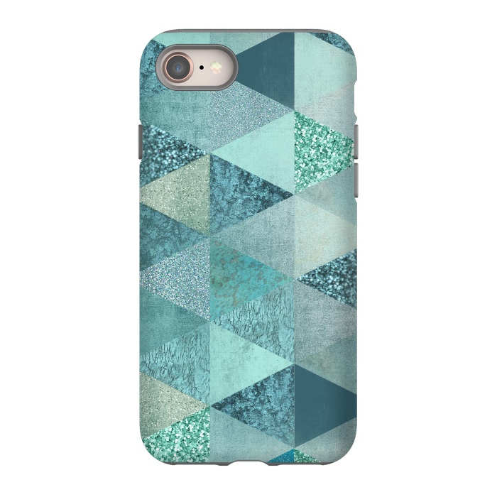 iPhone 8 StrongFit Fancy Shimmering Teal Triangles by Andrea Haase