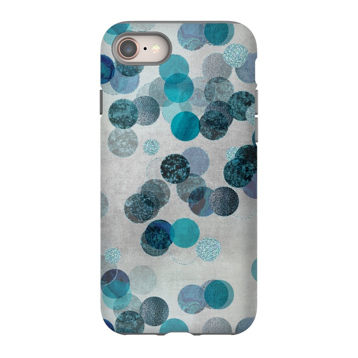 iPhone 8 StrongFit Fancy Faux Glitter Dots In Teal And Turquoise by Andrea Haase