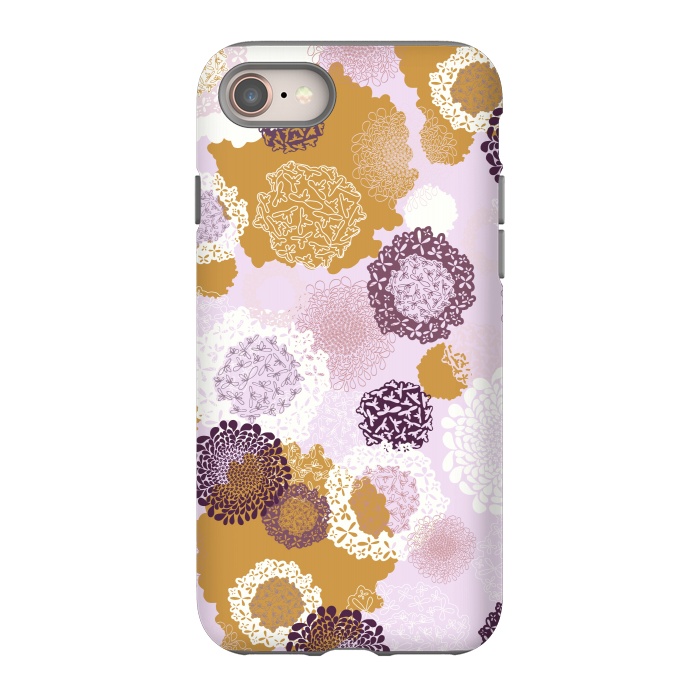 iPhone 8 StrongFit Doily Flowers on Pink by Paula Ohreen