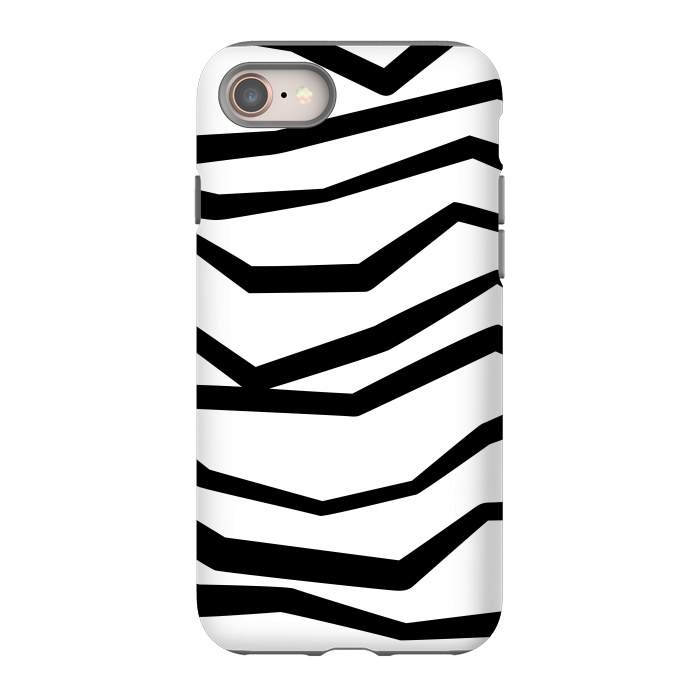 iPhone 8 StrongFit Wavy Zig Zag Stripes Black And White 2 by Andrea Haase