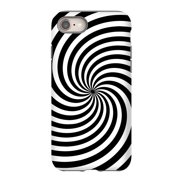 iPhone 8 StrongFit Concentric Spiral Op Art Black And White 2 by Andrea Haase