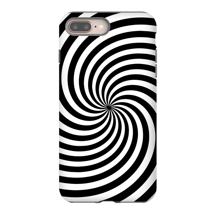iPhone 8 plus StrongFit Concentric Spiral Op Art Black And White 2 by Andrea Haase