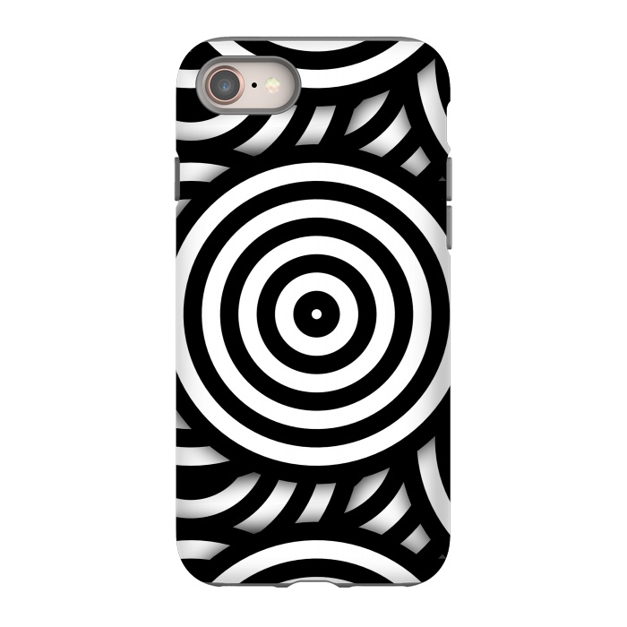 iPhone 8 StrongFit Pop-Art Circle Pattern Black White 2 by Andrea Haase